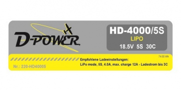 5S Lipo Akkus 18,5V Nennspannung
